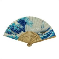 ABANICO ESTAMPADO LA GRAN OLA HOKUSAI