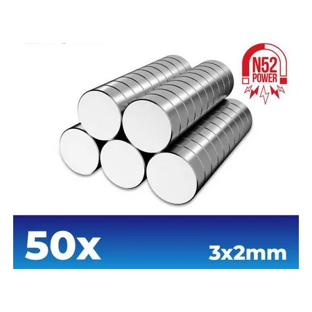 Imanes Neodimio 3x2mm - 50 unidades (N52)