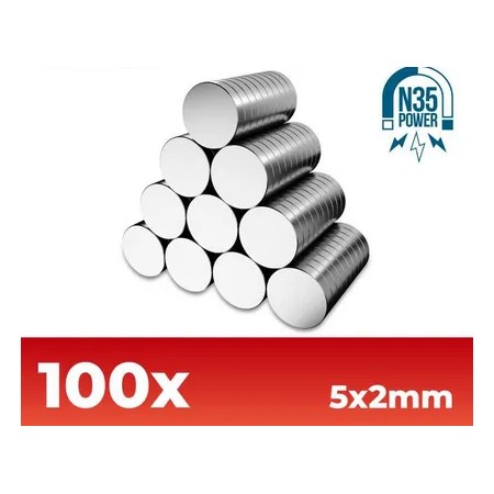 Imanes Neodimio 5x2mm - 100 unidades (N35)