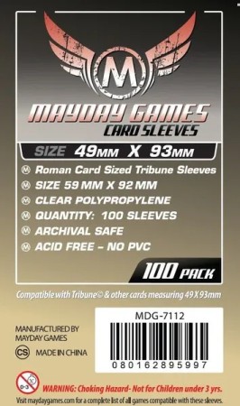 Roman Card Sized Tribune Sleeves (100 pack) 49 X 93 MM