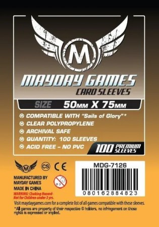 Custom Card Sleeves (Sails of Glory* Sized) (pack of 100) 50 X 75 MM